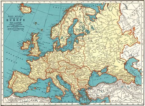 1937 Vintage Europe Map 1930s Collectible Map Of Europe Gallery Wall