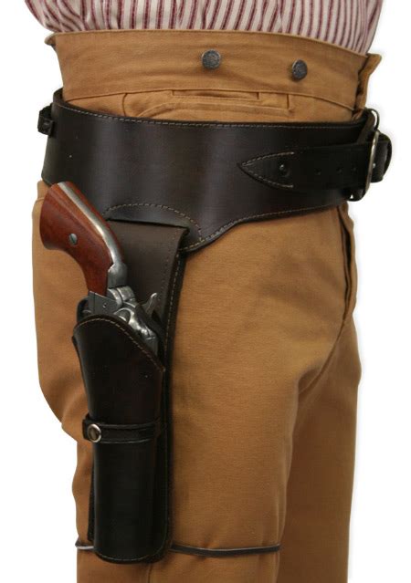 4445 Cal Western Gun Belt And Holster Rh Draw Plain Brown Leather