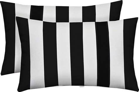 Black And White Striped Outdoor Pillows