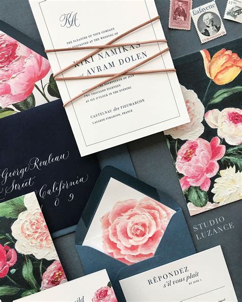 Browse & customize 70+ wedding invitations templates and designs. Oil painted flowers, letterpress, and leather lace wrap for this wedding invitation // wedding ...