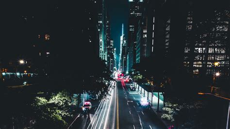 Night City Road Traffic Cars Marking New York Usa 4k