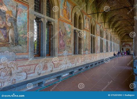 naples italy may 19 2022 frescoes at the cloister of santa c editorial photography image