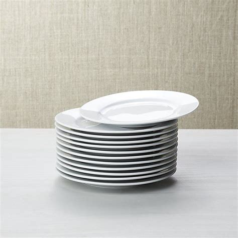 Set Of 12 White Porcelain Round Appetizer Plates Crate And Barrel