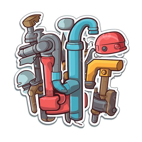 Plumbers On A White Background Clipart Vector Plumbing Tools Plumbing