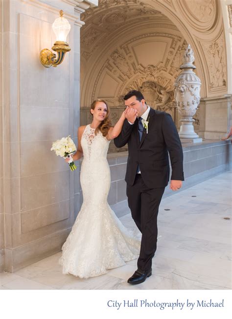 Candid Photo Of Newlyweds After Wedding Ceremony At San Francisco City Hall San Francisco City
