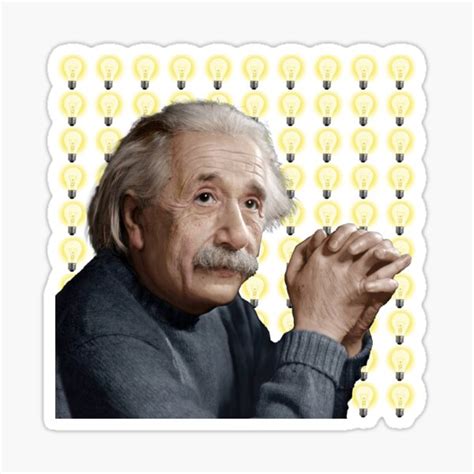 Albert Einstein With Light Bulbs Glowing Pattern Sticker For Sale By