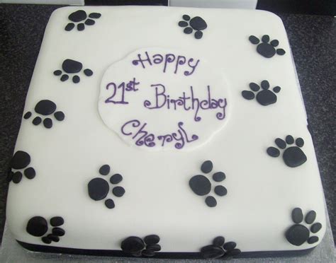 Black And White Pawprints 21st Birthday Cake