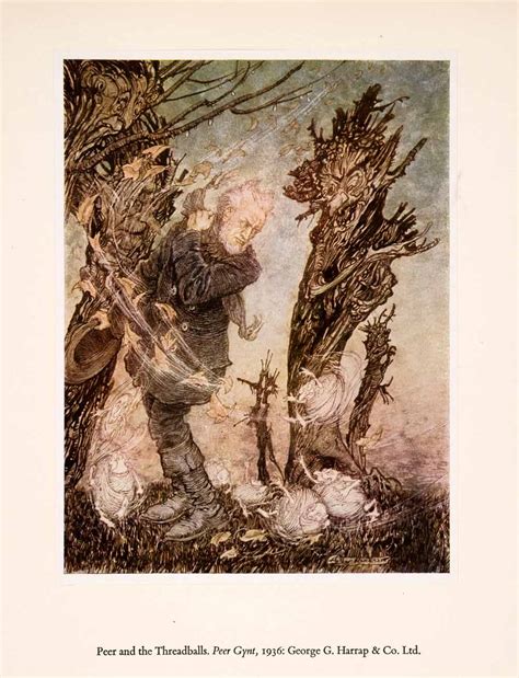 1960 Tipped In Print Arthur Rackham Art Peer Gynt Threadballs Creepy W Period Paper Historic