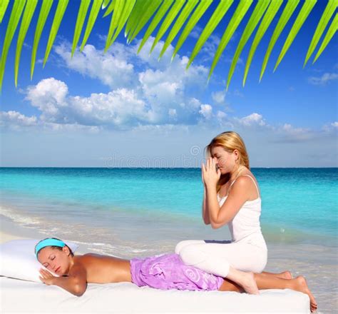 Caribbean Beach Massage Meditation Shiatsu Woman Stock Image Image Of Pressure Resort 18809755
