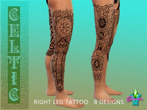 The Sims Resource Simmiev Celtic Right Leg Tattoos