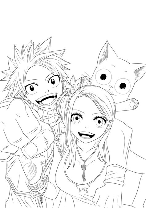 Natsu Lucy Happy Lineart By Tobeyd On Deviantart In 2022 Natsu And