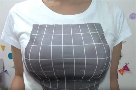 optical illusion t shirt enhances size of wearer s breasts with clever pattern ok magazine