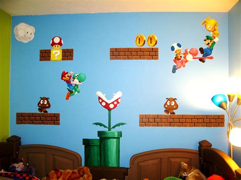 My Sons Mario Room Mario Room Kids Bedroom Themes Super Mario Room