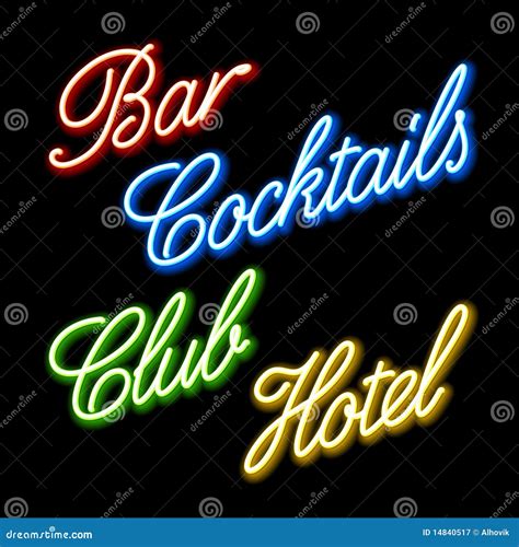 Set Of Glowing Neon Signs Stock Vector Illustration Of Sign 14840517