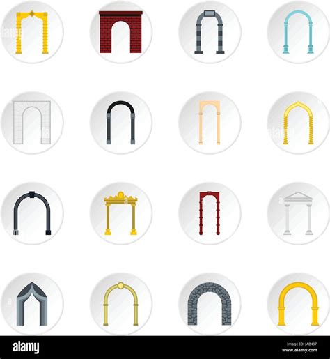 Arch Icons Set Flat Illustration Of 16 Arch Vector Icons For Web Stock