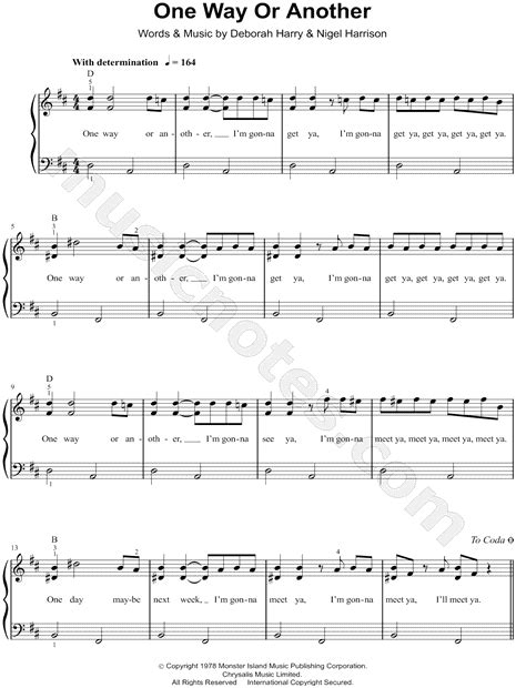 Kristen bell — one way or another. Blondie "One Way or Another" Sheet Music (Easy Piano) in D ...