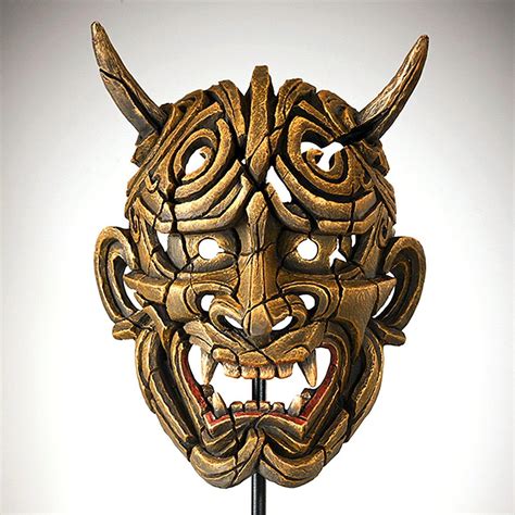 Japanese Hannya Mask Netsuke Gold Edm01g Edge Sculpture By Matt Buckley