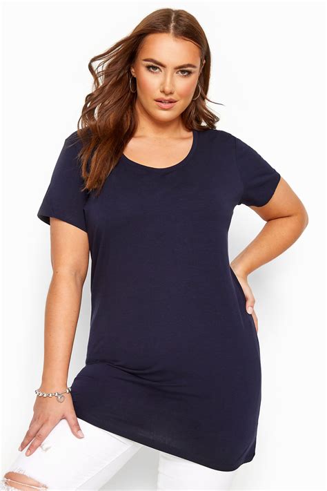 Navy Blue Longline T Shirt Plus Sizes 16 To 36 Yours Clothing