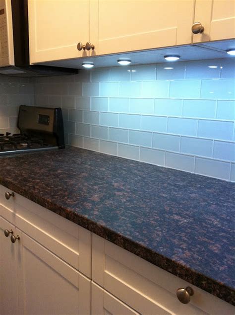 Kitchen With White Glass Subway Tiles Backsplash Contemporary