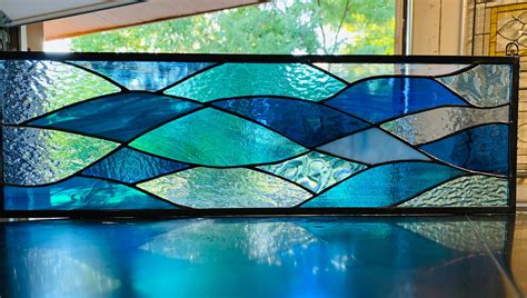 Honeydewglass Stained Glass Ocean Waves 75 X Etsy