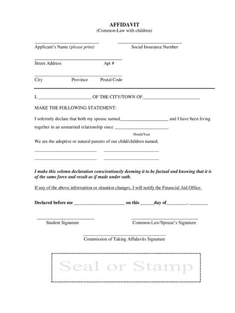 Affidavit Of Relationship Sample Letter