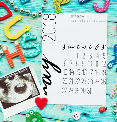Pregnancy Announcement Calendar Card Printable Arriving In Etsy