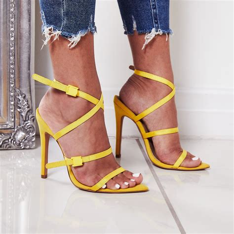 Summer Sandals Women High Heels Yellow Cross Fashion Belt For Womens