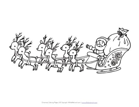 Santa Reindeer Sleigh Coloring Page Coloring Pages