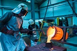 Male foundry worker in bronze foundry - Stock Image - F017/9326 ...