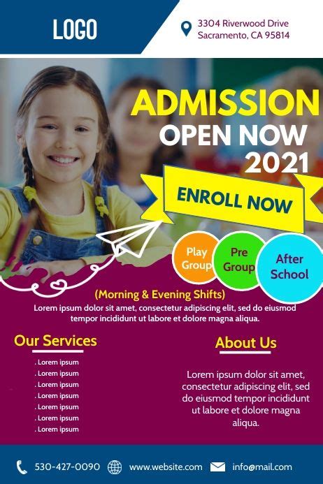 School Admission Open Posterflyer Template Design Design Created With