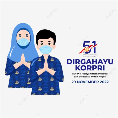 Gambar Salam Hut Korpri 2022 Dengan Kartun Pegawai Negeri Bertopeng