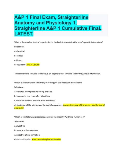 Aandp 1 Final Exam Practice Test Gsa