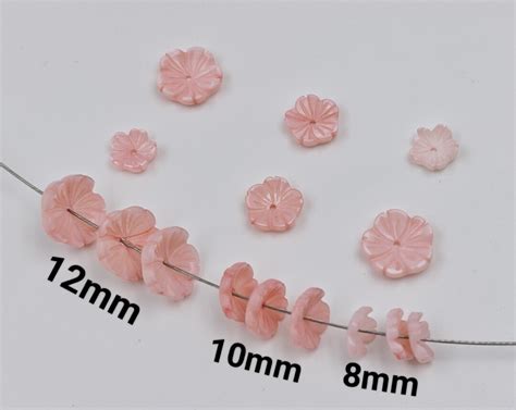 Mother Of Pearl Carved Flower Beadsexquisite Natural Pink MOP Etsy