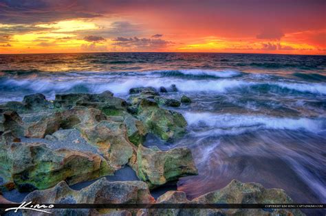 Ocean Beach Waves At Blowing Rock Jupiter Florida Royal Stock Photo