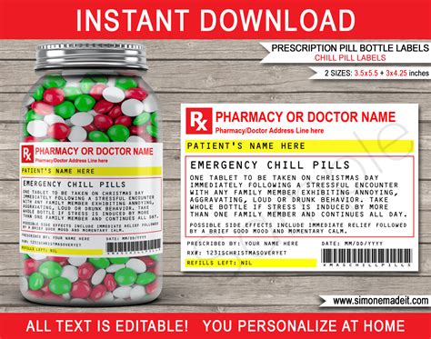 You can find more free and fun printables below! Christmas Chill Pills Label Template Prescription | Friend ...