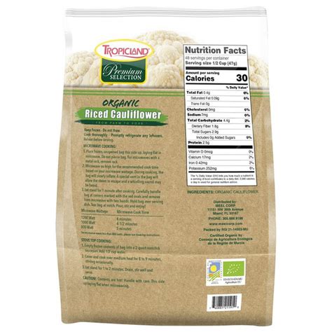 A food processor is the quickest way, but if you don't have one a box grater works just as well! Tropicland Organic Riced Cauliflower (5 lb bag) from Costco - Instacart