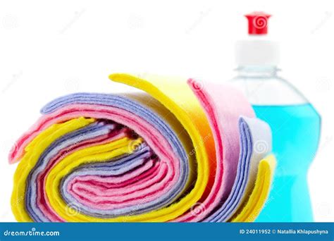 Cleaning Rag With Bottle Dish Washing Liquid Stock Photo Image Of