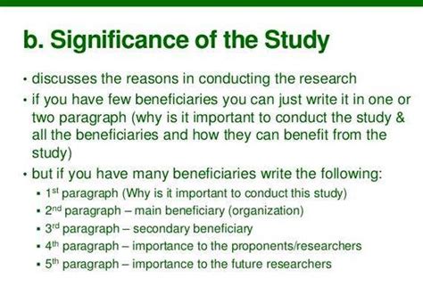 You need to explain how the outcome of the study will be useful in terms of how it will contribute to extension, refinement or revision of a theory; Importance of significance of the study in thesis proposal
