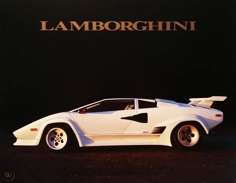 Vtg 80s White Lamborghini Countach Framed Photo Art Poster By Brad
