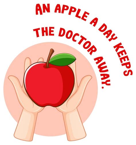 Free Vector English Idiom With An Apple A Day Keeps The Doctor Away