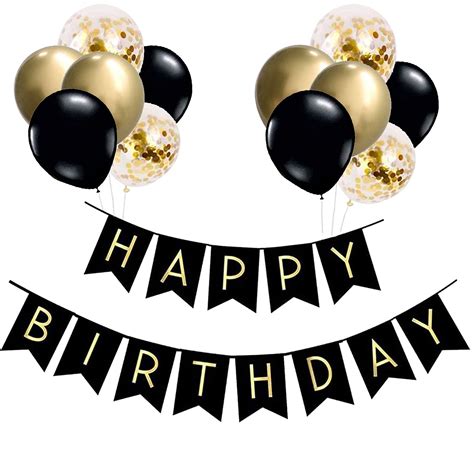 Buy Happy Birthday Banner Black Gold Party Decorations Happy Birthday Bunting Banners Inch