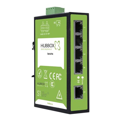 Industrial Network Switch S1 Hubbox Unmanaged 5 Ports Din Rail