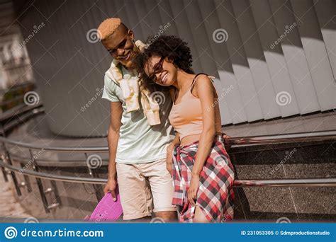 Young Dark Skinned Couple Enjoying The Day Together Stock Image Image