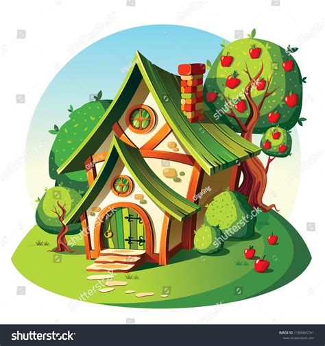 Rustic Stone House Summer Landscape Stock Vector Royalty Free 1183465741
