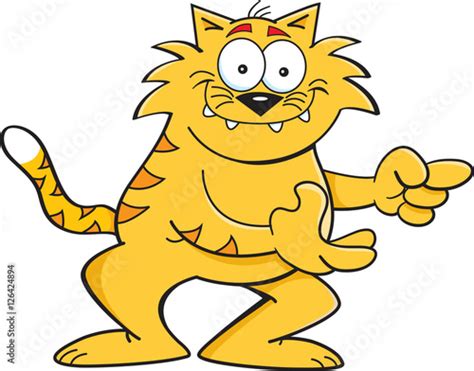 Cartoon Illustration Of A Cat Pointing Stockfotos Und Lizenzfreie