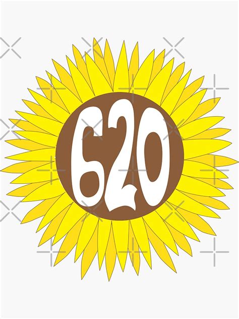 Hand Drawn Kansas Sunflower 620 Area Code Sticker For Sale By