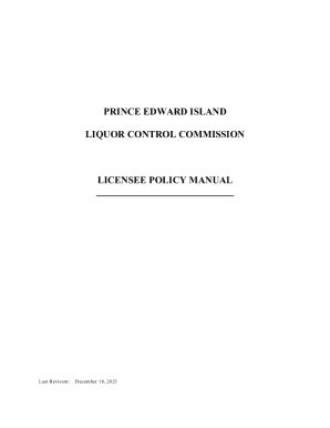 Fillable Online PRINCE EDWARD ISLAND LIQUOR CONTROL COMMISSION LICENSEE
