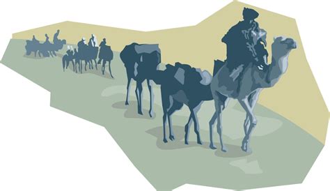 Vector Illustration Of Beast Of Burden Camel Dromedary Nomads Clipart