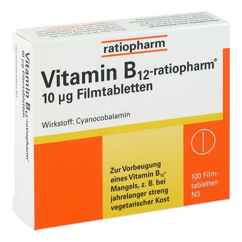 Vitamin B12 Ratiopharm 10 My G Filmtabletten 100 Stk