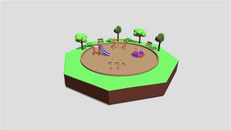 Low Poly Cartoon Playground Scene Buy Royalty Free 3d Model By